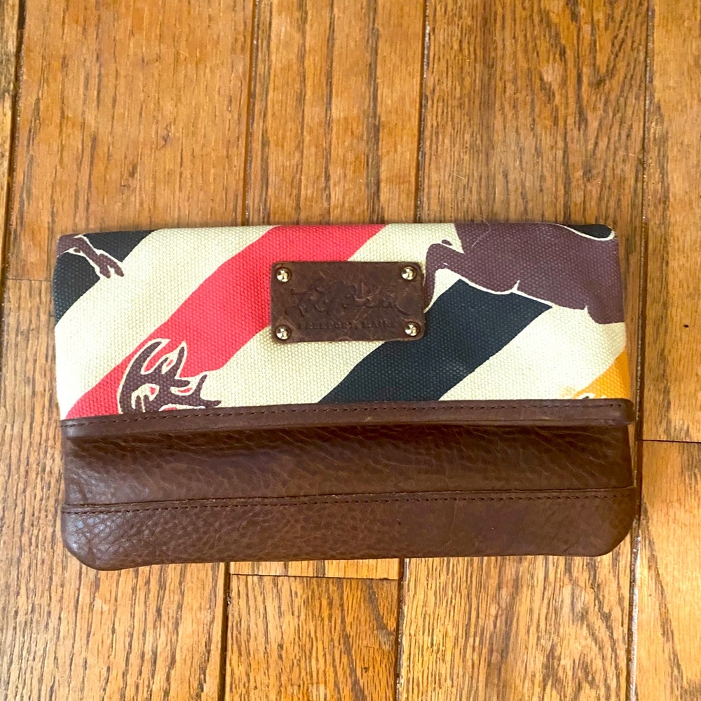 L.L. Bean leather and canvas clutch